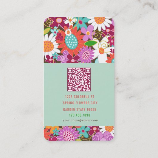 スウィートお洒落春の花カラフルガーデン 名刺 (裏面)