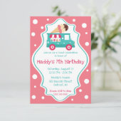 スウィートお祝いアイスクリームトラックバースデーパーティー 招待状 (スタンド正面)