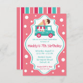 スウィートお祝いアイスクリームトラックバースデーパーティー 招待状 (正面/裏面)