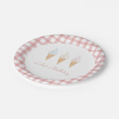 スウィートお祝いアイスクリームピンク誕生日 ペーパープレート (アングル)