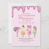 スウィートお祝いアイスパーティー3rd誕生日 招待状 (正面)