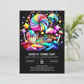 スウィートお祝いカップケーキ誕生日 招待状 (スタンド正面)