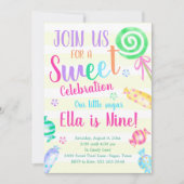スウィートお祝いキャンディバースデーパーティーの招待 招待状 (正面)