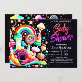 スウィートお祝いキャンディベビーシャワー 招待状 (正面/裏面)