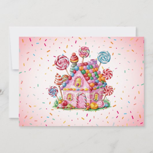 スウィートお祝いキャンディランドフォト子供の誕生日 招待状 (裏面)