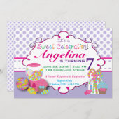 スウィートお祝いキャンディ招待状 招待状 (正面/裏面)