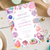 スウィートお祝いキャンディ誕生日招待状 招待状