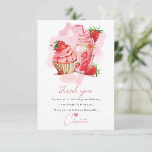 スウィートお祝いストロベリー誕生日 サンキューカード (スタンド正面)