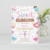スウィートお祝いドナットキャンディアイスクリーム誕生日 招待状 (スタンド正面)