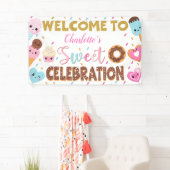 スウィートお祝いドーナツ誕生日ウェルカム 横断幕 (インサイチュ)