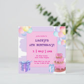 スウィートお祝いバルーン誕生日招待状 招待状 (スタンド正面)