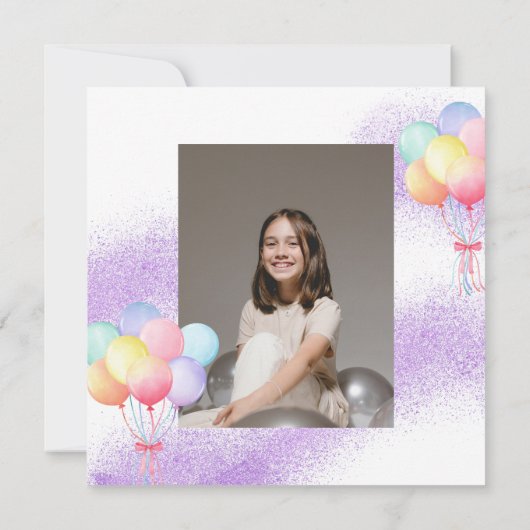 スウィートお祝いバルーン誕生日招待状 招待状 (裏面)