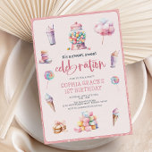 スウィートお祝いピンクキャンディランドバースデーパーティー 招待状