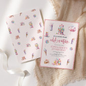 スウィートお祝いピンクキャンディランドバースデーパーティー 招待状