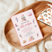 スウィートお祝いピンクキャンディランドバースデーパーティー 招待状