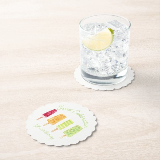 スウィートお祝いポプシクル誕生日 ペーパーコースター (インサイチュ)