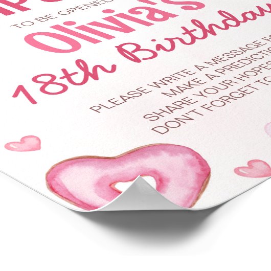 スウィートお祝い誕生日タイムカプセルサイン ポスター (角)