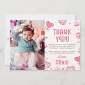 スウィートお祝い誕生日フォトサンキューカード サンキューカード (正面)