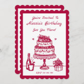スウィートお祝い誕生日招待状 (正面/裏面)