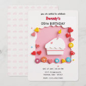スウィートお祝い誕生日招待状 招待状 (正面/裏面)