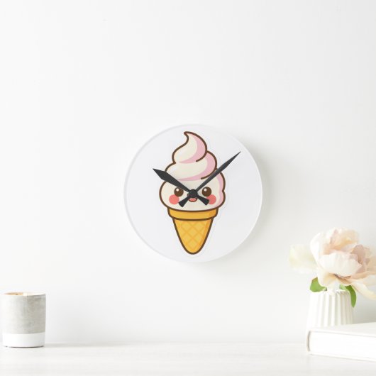 スウィートかわいいアイスクリーム ラウンド壁時計 (ホーム)