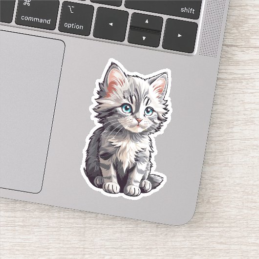 スウィートかわいいグレイ猫 シール (詳細)