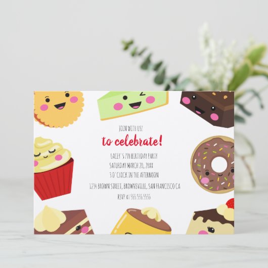 スウィートかわいいデザート招待状 子供へ 招待状