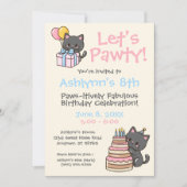 スウィートかわいいブラックキャットバースデーパーティー 招待状 (正面)