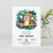 スウィートかわいらしタイガー1st誕生日デジタル 招待状 (スタンド正面)