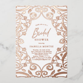 スウィートかわいらしバラ金ゴールドフローラレースブライダルシャワー 箔招待状