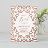 スウィートかわいらしバラ金ゴールドフローラレースブライダルシャワー 箔招待状 (立ち正面)