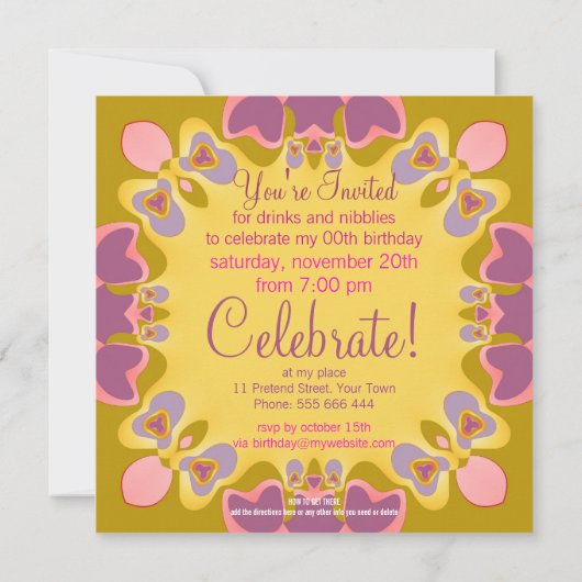 スウィートかわいらしパステルズバースデーパーティーの招待 招待状 (裏面)