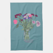 スウィートかわいらしボホワイルドフラワーズ+名前をカスタムする キッチンタオル (縦)