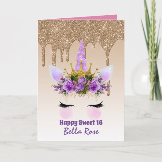 スウィートかわいらし16グラムガーリーグリッターユニコーン顔 カード (正面)