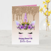 スウィートかわいらし16グラムガーリーグリッターユニコーン顔 カード (黄色い花)