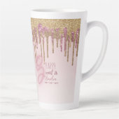 スウィートかわいらし16ロセゴールド滴下グリッターブルネット カフェラテマグ (右)