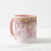 スウィートかわいらし16ロセゴールド滴下グリッターブルネット マグカップ (正面左)