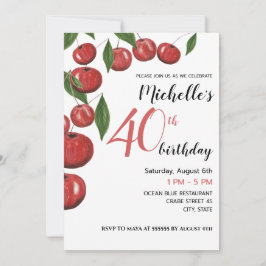 スウィートさくらんぼウォーターカラーイラストレーション誕生日 招待状