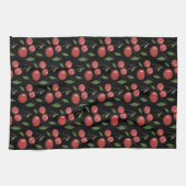 スウィートさくらんぼウォーターカラーイラストレーション キッチンタオル (横)