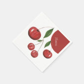 スウィートさくらんぼウォーターカラーイラストレーション スタンダードカクテルナプキン (角)