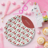 スウィートさくらんぼウォーターカラーイラストレーション ペーパープレート (パーティー)