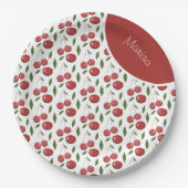 スウィートさくらんぼウォーターカラーイラストレーション ペーパープレート (正面)