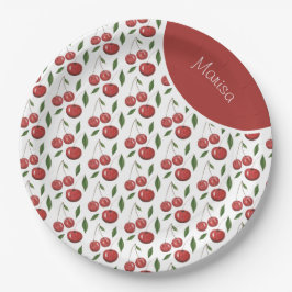 スウィートさくらんぼウォーターカラーイラストレーション ペーパープレート