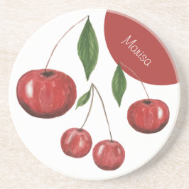 スウィートさくらんぼウォーターカラーイラストレーション モノグラムの コースター