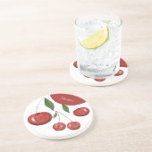 スウィートさくらんぼウォーターカラーイラストレーション モノグラムの コースター (側面)