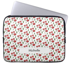 スウィートさくらんぼウォーターカラーイラストレーション モノグラムの ラップトップスリーブ