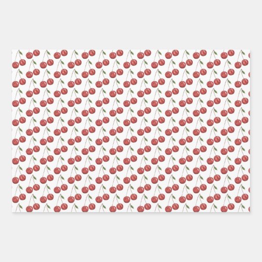 スウィートさくらんぼウォーターカラーイラストレーション ラッピングペーパーシート (正面3)