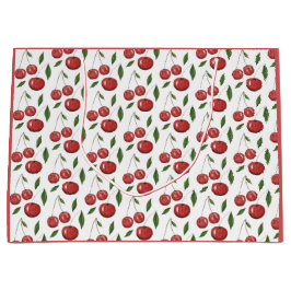 スウィートさくらんぼウォーターカラーイラストレーション ラージペーパーバッグ