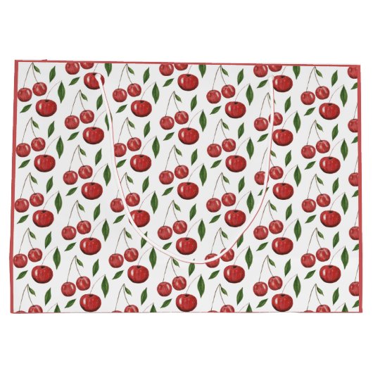 スウィートさくらんぼウォーターカラーイラストレーション ラージペーパーバッグ (裏面)