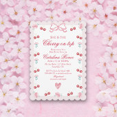 スウィートさくらんぼオントップピンクボウレッド 招待状